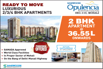 Ready to move in 2, 3 & 4 bhk apartments at Sandwoods Opulencia in Mohali